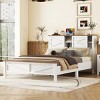 Full Size Farmhouse Platform Bed with Headboard Storage, Rustic Frame with Sliding Barn Doors and USB Charging Station - 2 of 4