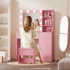 HYLEORY Vanity Desk Table with Mirror, Power Outlet and 10 Lights, Makeup Table with 3 Drawers,3 Color Modes Available for Bedroom-HYLEORY - 4 of 4