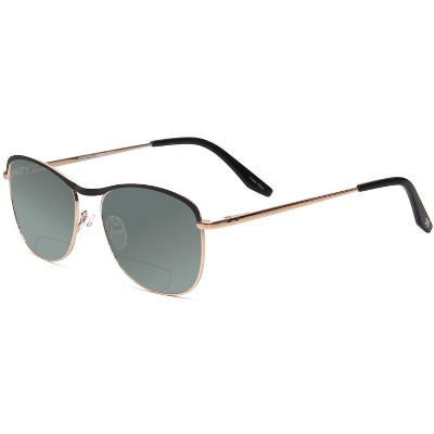 Scott&Zelda SZ7451 Unisex Polarized Bi-Focal Sunglass 41 OPTIONS Black Gold 55mm Blue Mirror +1.00