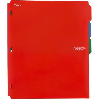 Five Star 3pk 2-Pocket File Dividers Red