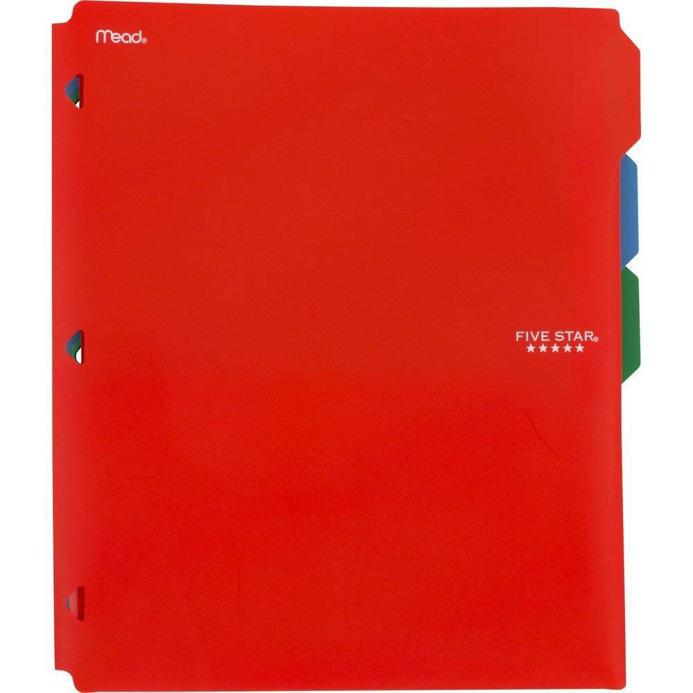 Five Star 3pk 2-Pocket File Dividers Red