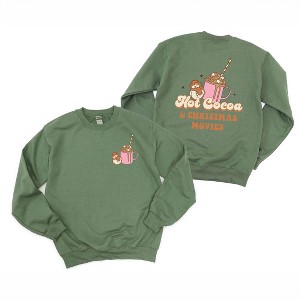 Simply Sage Market Women's Graphic Sweatshirt Hot Cocoa and Christmas Movies Front and Back - 1 of 4
