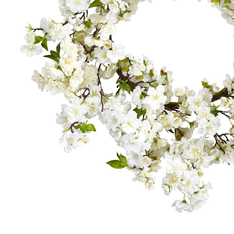 24&#34; Artificial Cherry Blossom Wreath - Nearly Natural, 3 of 5
