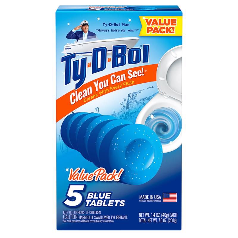 Ty-D-Bol Blue Spruce Scent Automatic Toilet Bowl Cleaner 7 oz Tablet (Pack of 10), 1 of 2