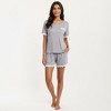 Anna-Kaci Lounge Women's Lace Trim Short Sleeve Pajama Set with Pocket Detail - 3 of 4