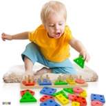 Shape Sorter Color Wooden Bard - Kids Early Learning Toddler Shape Sorter Toys Stack and Sort - 20 Pieces Geometric Board Puzzle - Play22Usa