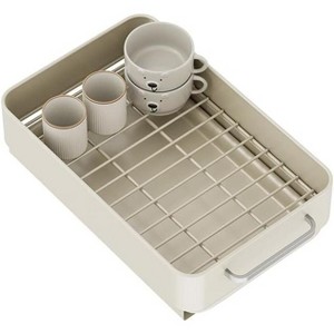 EcoSummer Pull Out Cabinet Organizer, Carbon Steel Expandable Drawer Shelf, Flat Mesh, Cream White, Home/Office. - 1 of 4