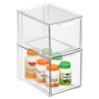 Mdesign Clarity Plastic Stacking Closet Storage Organizer Bin With Drawer,  Clear - 8 X 12 X 4, 8 Pack : Target