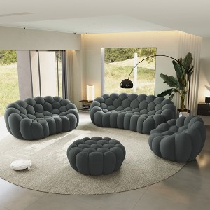 WJSHome Bubble Sofa Curved Couch Set, Breathable Mesh Fabric Bean Bag Sofa ( 1 Seater, 2 Seater, 3 Seater, Ottoman) - 1 of 4