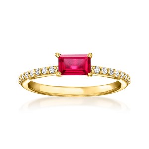 Pure Collection by Ross-Simons 0.60 Carat Lab-Grown Ruby Ring With .20 ct. t.w. Lab-Grown Diamonds in 18kt Gold Vermeil - 1 of 4