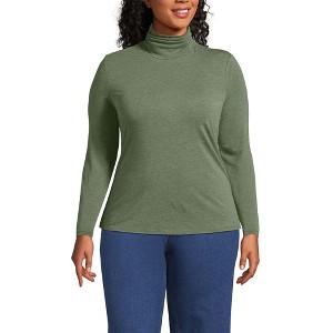 Lands' End Women's Lightweight Jersey Skimming Long Sleeve Turtleneck - 1 of 3