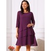 INSPIRE CHIC Women's Round Neck Semi Sheer 3/4 Bell Sleeve Asymmetrical Layered Tiered Midi Dress - 4 of 4