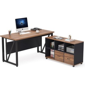 Tribesigns L Shaped Executive Computer Desk with Lateral File Cabinet - 1 of 4