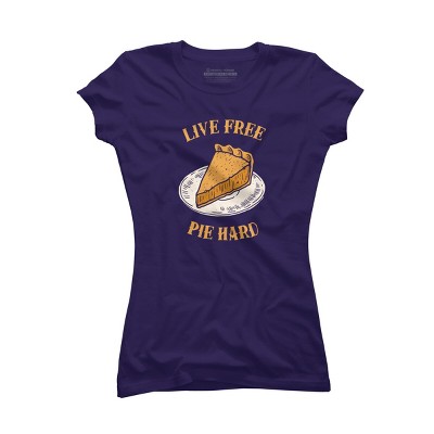 Junior's Design By Humans Live Free Pumpkin Pie Hard By dumbshirts T-Shirt
