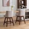 CAVINAS 26" H Counter Height Swivel Barstools Set of 2, Upholstered Swivel Dining Chairs with Curved Backrest and Solid Rubber Wood Legs - 4 of 4