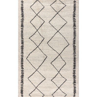 Zaina 8' x 10' Black and Cream Geometric Synthetic Area Rug