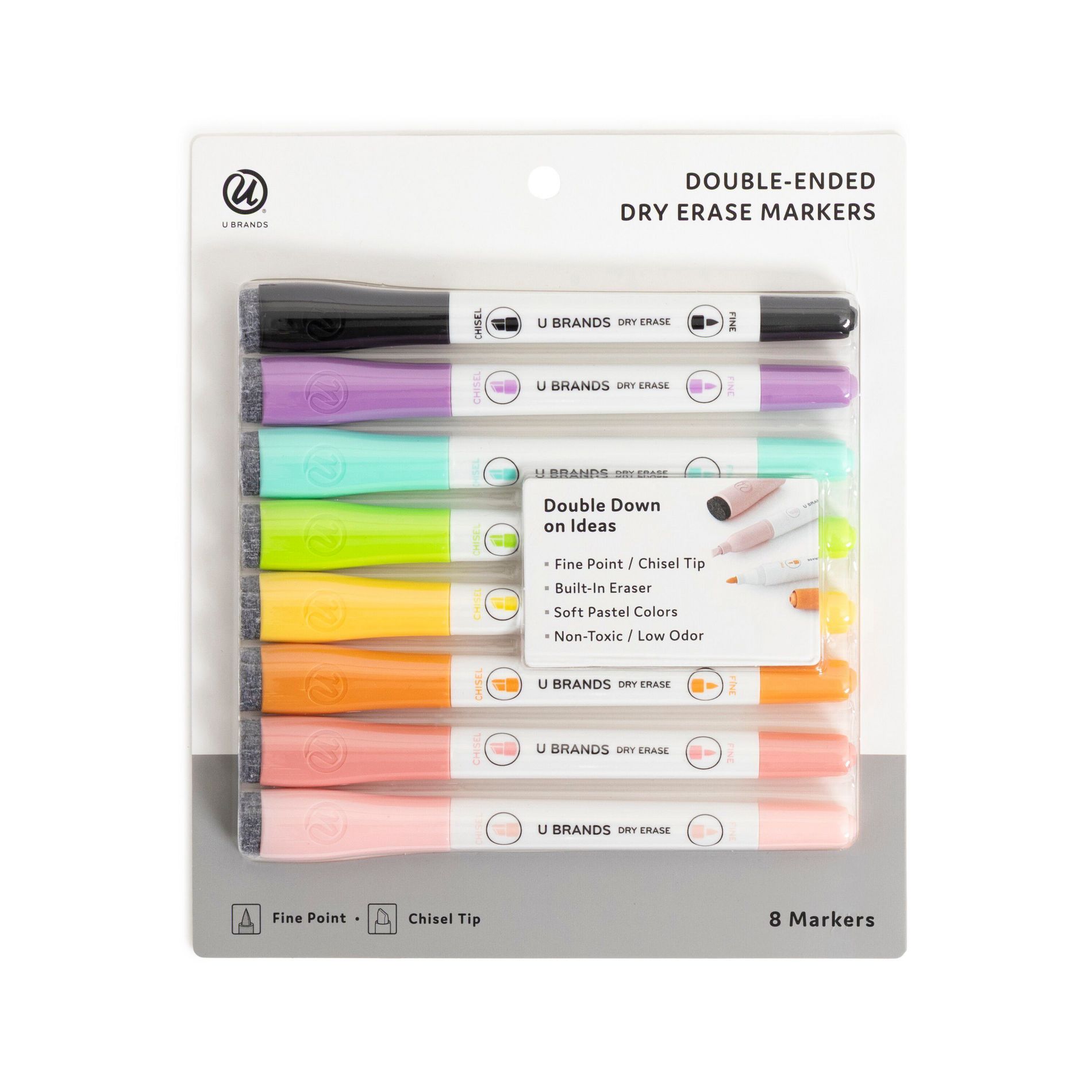 U Brands 8ct Dual Tip Dry Erase Markers Pastel