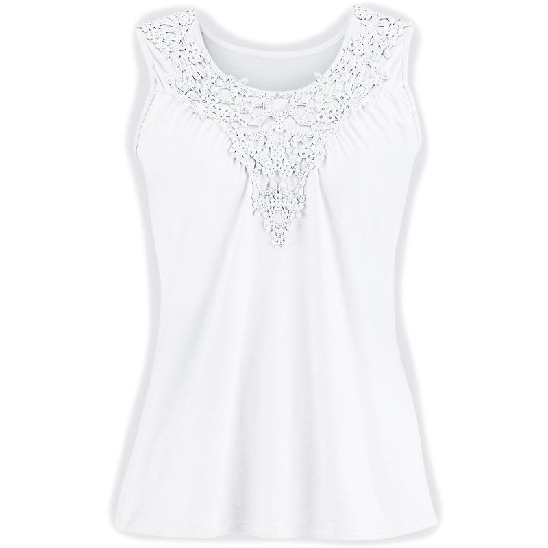 Collections Etc Beautiful Lace Trim Tank Top, 4 of 6