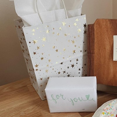 Foil Star Dotted Medium Gift Bag Gray - Spritz™ : Target