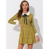 INSPIRE CHIC Women's Peter Pan Collar Fit and Flare Mini Plaid Tartan A Line Dresses - 2 of 4
