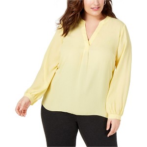 I.N.C International Concepts Womens Business Pullover Blouse, Yellow, 3X - 1 of 1