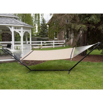 Taupe Double Poolside Hammock with Hardwood Spreader Bars
