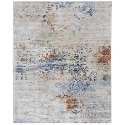 Sonora Modern Abstract Ivory/Blue/Red Area Rug