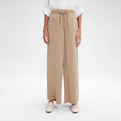 Women s High rise Wide Leg Pull on Pants A New Day Khaki Xxl Target