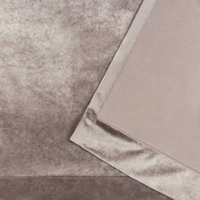 Taupe Velvet Light-Filtering Back Tab Window Curtain Panels, 52" x 84"