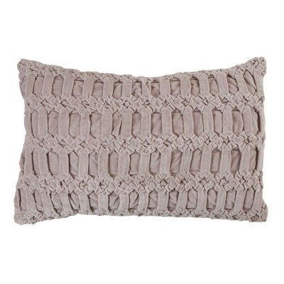 Saro Lifestyle Poly-Filled Smocked Velvet Design Throw Pillow, Taupe