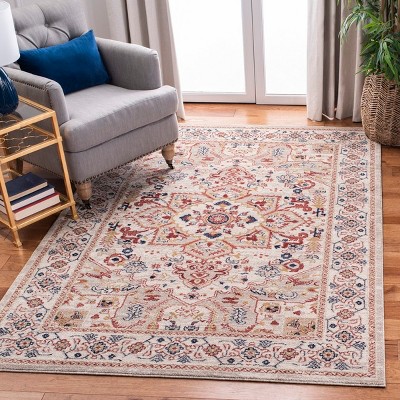 Charleston Heirloom-Style 59" Round Beige Synthetic Area Rug