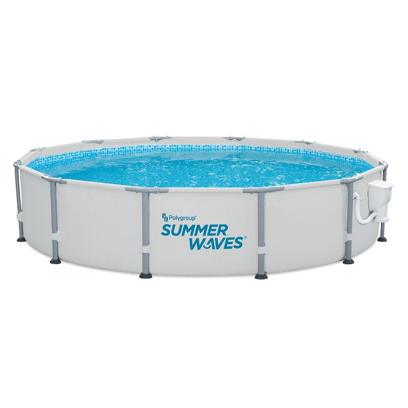 Summer Waves Elite 12 Foot x 30 Inch Metal Frame Outdoor Backyard Above Ground Swimming Pool Set with Filter Pump, Type D Cartridge, and Repair Patch, 1 of 7