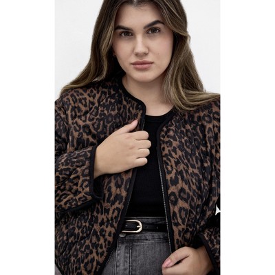 CITY CHIC | Quilted Animal Print Jacket - chocolate | 20W