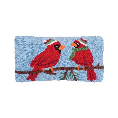 C&F Home 6" x 12" Winter Cardinal Hooked Petite Christmas Holiday Pillow