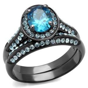 Slickblue Women’s Oval CZ Ring, Silver, 8x6mm Clear Stone, Accent Halo Design, Polished Stainless Steel, Size 5-10 - 1 of 4