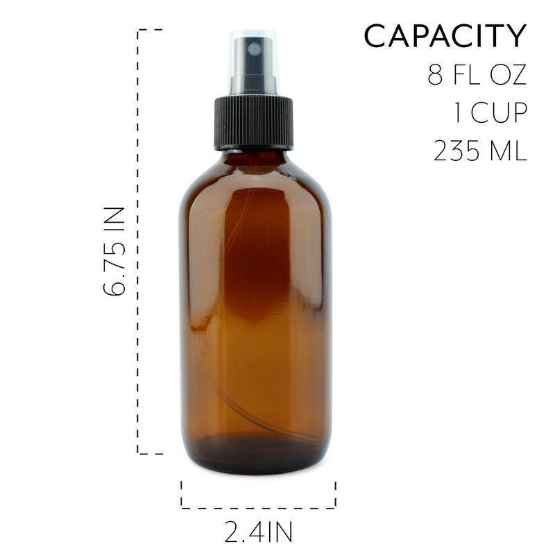 Cornucopia Brands 8oz Glass Bottles w/ Black Fine Mist Atomizer Sprayers for Aromatherapy, Perfume, Cologne, DIY & More, 2 of 7