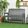 Outsunny Outdoor Bench, 2-Person Park Style Garden Bench with All-Weather HDPE, 704 lbs. Weight Capacity, Slatted Back & Armrests, Dark Gray - 3 of 4