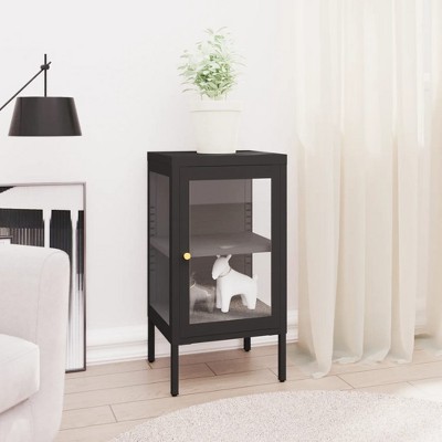 vidaXL Sideboard Black 15 in.x13.8 in.x27.6 in. Steel and Glass