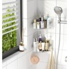 Ridstar Adhesive Corner Shower Caddy 3-Pack, No Drilling Rustproof Shower Organizer with Soap Holder & Hooks, Bathroom Shelves and Storage Solution - 2 of 4