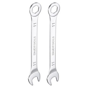 Unique Bargains CR-V 6-Point Ended Box 15 Degree Offset Open End Metric Thin Combination Wrench 2 Pcs - 1 of 4