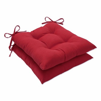 2pk Outdoor/Indoor Wrought Iron Seat Cushion Set Splash Flame Red - Pillow Perfect: Weather-Resistant, Fade-Resistant, Patio Comfort