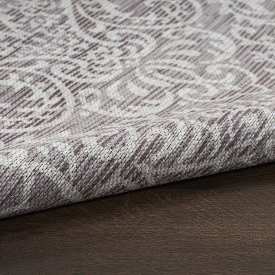 Stone Gray Damask Washable Chenille Area Rug 7'10" x 9'10"