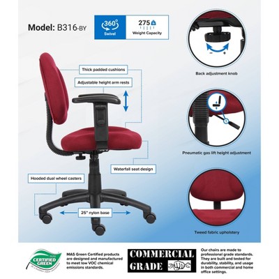 Ergonomic Executive Swivel Chair in Rich Burgundy with Adjustable Arms