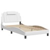 vidaXL Twin XL Faux Leather Bed Frame with Headboard - Contemporary White Bedroom Furniture, 39.4"x79.9", Plywood Slats Support, Elegant Wave Design - 2 of 4