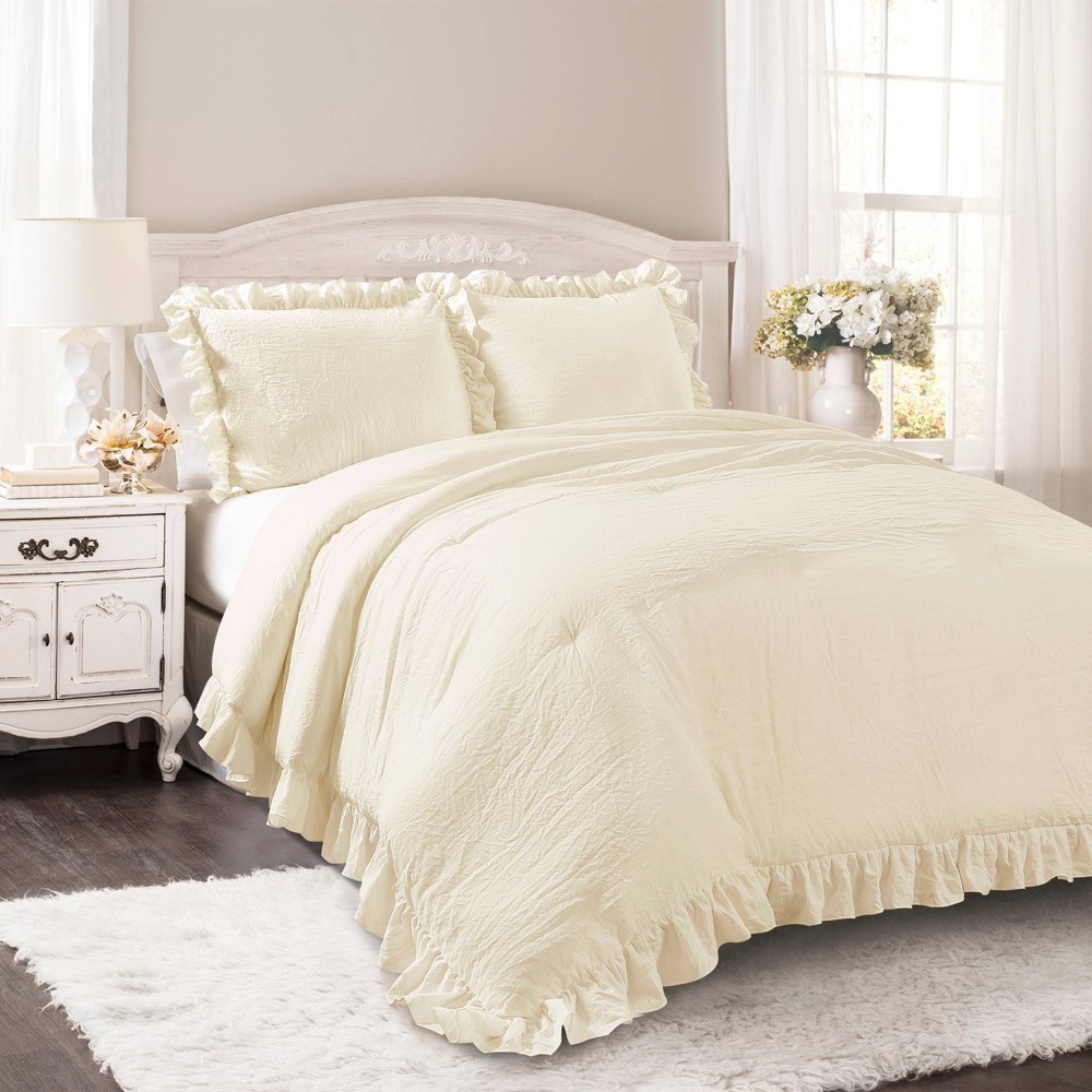 Photos - Duvet 3pc King Reyna Comforter Set Ivory - Lush Décor