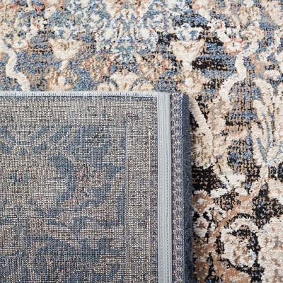 Ivory and Navy Hand-Knotted Wool Area Rug 8' x 10'