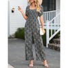 Whizmax Women's Summer Smocked Jumpsuits Casual Square Neck Short Sleeve High Waist Wide Leg Rompers with Pockets - 2 of 4