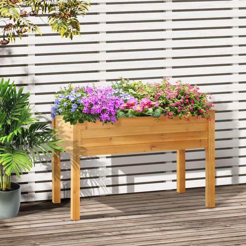 Outsunny 48" x 24" Raised Garden Bed Elevated Wooden Planter Box for Backyard, Patio, Balcony, 3 of 9