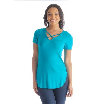 Women's Shirt With A V-shaped Collar And An Intersecting Design At The  Neckline. Jade,s : Target