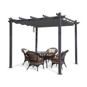 PURPLE LEAF Pergola Outdoor Retractable Pergola with Sun Shade Canopy Patio Metal Grape Trellis Pergola Grill Shelter Pergola for Porch Garden Yard - 1 of 4